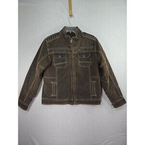 BKE Antiqued Brown Jacket From Buckle Boys Large Leather Look Full Zip***READ***